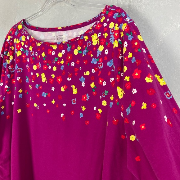 Talbots plus size 3X The Talbots Tee 3/4 sleeve pink floral cotton stretch - Picture 4 of 8